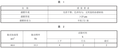 振动耐久规格表