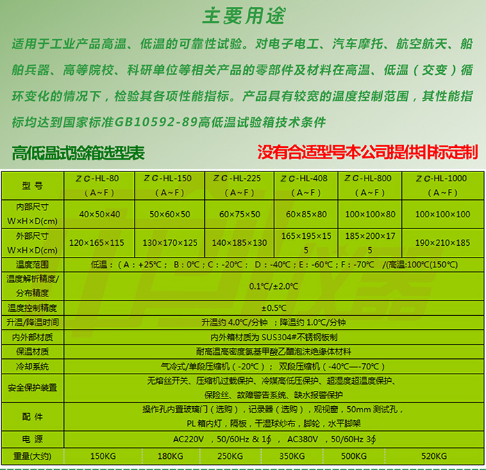 进口低温试验箱主要用途